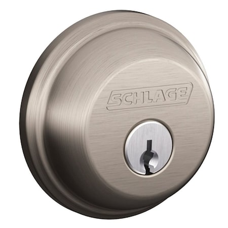 Schlage Deadbolt, Satin Nickel, 238 x 234 in Backset, C Keyway B60NV619 KA4