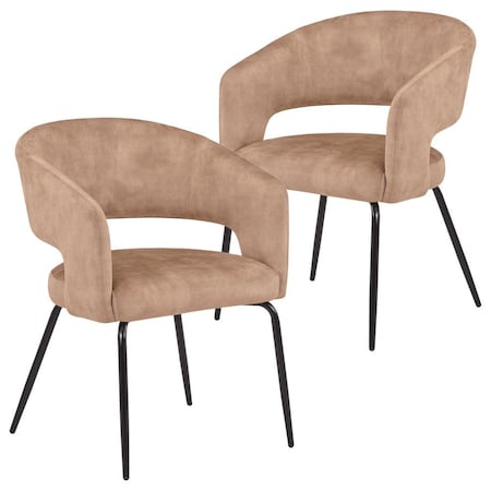 Leisuremod Gavin Series Modern Chair Black Frame in Light Brown, 2PK GDC52LBR2