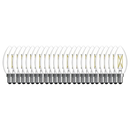 Bulbrite LED Filament PK of 25, 4.1 W Dimmable B11 Light Bulb with Clear FinishE12 Base, 2700K 776235
