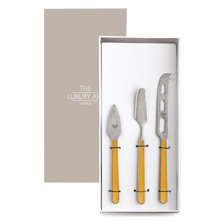 Mepra Fantasia Pewter Cheese Knives - 3 Pieces - Mustard 10O74403P