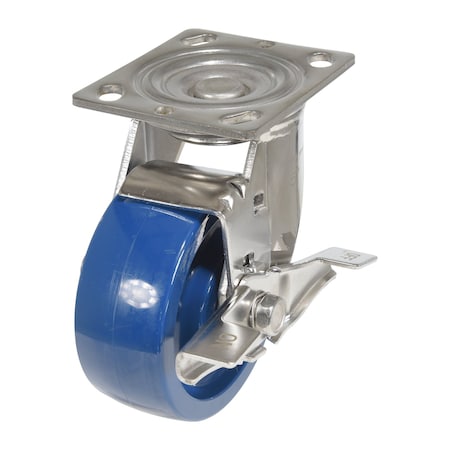 Vestil Solid Polyurethane Swivel With Brake Caster 5 In. Diameter x 2 In. Width 1000 lb Dark Blue CST-F-SS-5X2SP-SWB