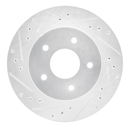 Dynamic Friction Co DFC Brake Rotor - Drilled and Slotted - Silver 631-67026L