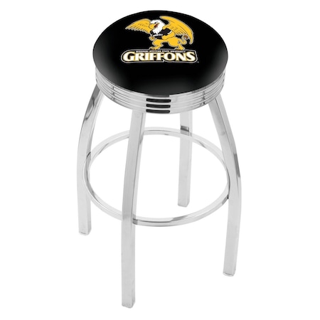 Holland Bar Stool Co 25" Chrome Missouri Western State Swivel Bar Stool, Accent Ring L8C3C25MOWSt