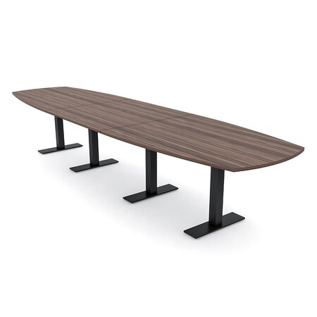 Skutchi Designs Arc Boat Conference Table With Power, 48 in W, 192 in L HAR-ABOT-48X192-T.BK-H3041-NA