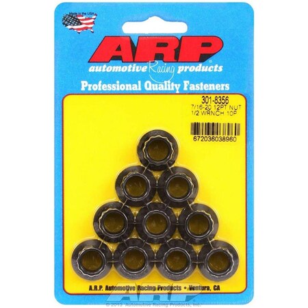 Arp 301-8356 0.43 in.-20 12 Point Chrome Moly Nut Kit, 10PK ARP301-8356
