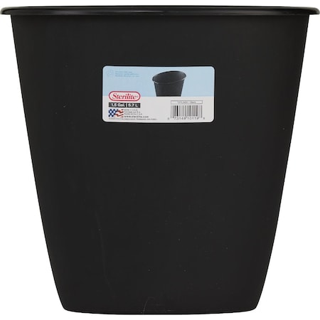 Sterilite 1.5 Gal. Black Oval Vanity Wastebasket 10119012