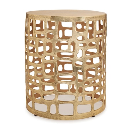 Homeroots 19" Gold Modern Abstract Cut Out Round Drum End Table 721353