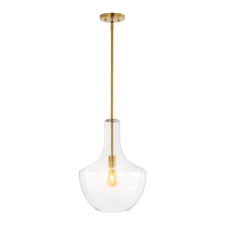 Jonathan Y Watts 13.25" 1-Light Mid-Century Modern Iron/Glass LED Pendant, Brass Gold/Clear JYL6401C