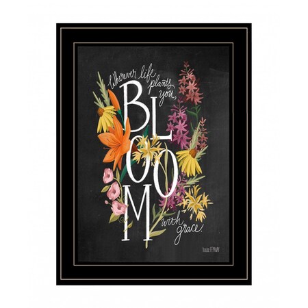 Homeroots Bloom with Grace 4 Black Framed Print Wall Art 407648