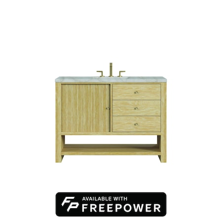 James Martin Vanities Marigot 48 in. Single Vanity, Sunwashed Oak w/ 3 CM Victorian Silver Silestone Top D404-V48-SWO-FVSL