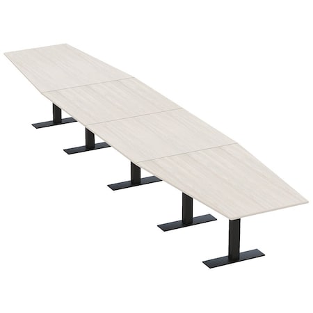 Skutchi Designs 18ft Conference Table With Power Unit | 18 Person Modular Hexagon Meeting Table | Harmony Series HAR-HEX.IR-48X216-T.BK-K458-NA