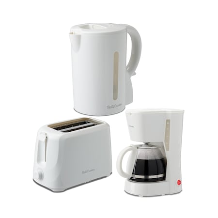 Betty Crocker 3-Piece Kitchen Appliances Set: Coffee Maker, Electric Kettle & 2-Slice Toaster BC-4995W