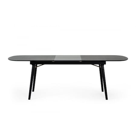 Homeroots 71" Black Rectangular Manufactured Wood Butterfly Leaf Dining Table 486019