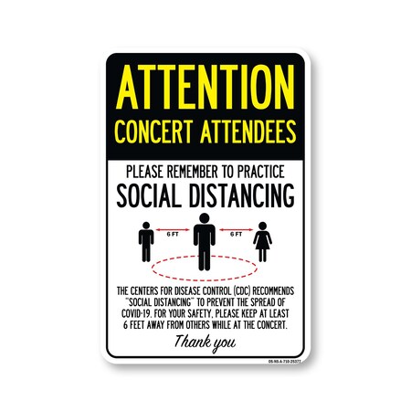 Signmission Public Safety, Concert Attendees Practice Social Distancing, 10in X 7in Aluminum, OS-NS-A-710-25377 OS-NS-A-710-25377