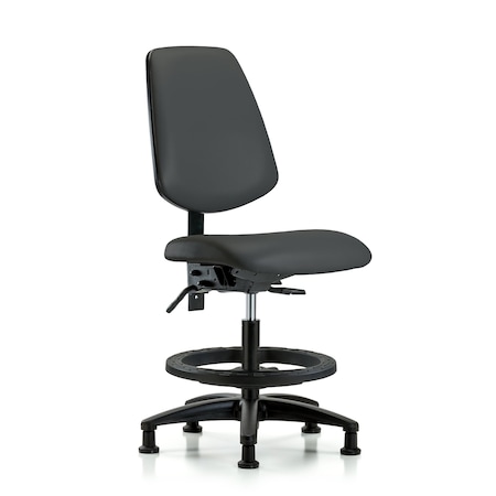 Blue Ridge Ergonomics Medium Bench Chair No Arms, 22" to 29" Height, Vinyl, Charcoal BR-VMBCH-MB-RG-T1-A0-BF-RG-8605
