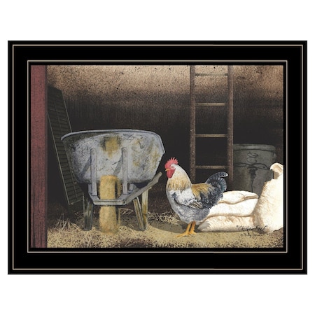 Homeroots Chicken Feed 2 Black Framed Print Wall Art 404587