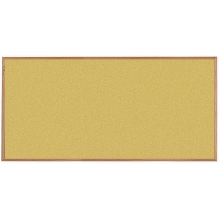 Aarco VIC Cork Bulletin Board, Red Oak Frame, Clear Lacquer Finish, Fresh Pineapple 48''Hx96''W OW4896212