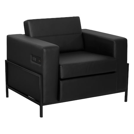 Office Star Products Arctic Armchair, Black Faux Leather ARCT51-U65