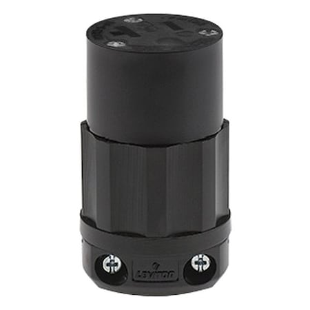 Leviton Str Blade Conn 20A 2P 3W Ind Gr Black 5369-B