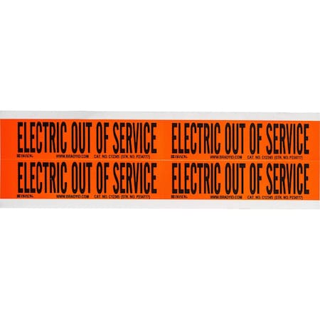 Brady ELECTRIC OUT OF SERVICE Lbls 1.125 in H x 4.125 in W BK on OR 4/CD, 4PK 44250