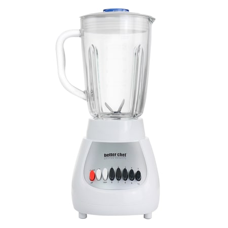 Better Chef 10-Speed 350 Watt 42 Ounce Glass Jar Blender in White/Silver IM-617GW