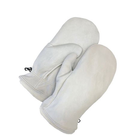 Bdg Lined Leather Mitt, Grain Cowhide Palm, Pile Lining, Gray 50-9-227-L