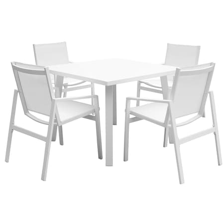 Panama Jack Outdoor Panama Jack Mykonos 5-Piece Square Dining PJO-2401-WHT-5DA-GL