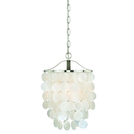 Vaxcel Elsa 1 Light Satin Nickel Coastal Capiz Shell Waterfall Pendant P0138