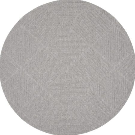 Homeroots 8' Light Gray And Gray Round Geometric Indoor Outdoor Area Rug 550691