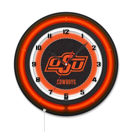 Holland Bar Stool Oklahoma State University 19 Double Neon Wall Clock Clk19BK