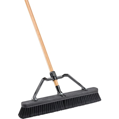 Libman 24'' W.x66'' L. Wood Handle Smooth Surface Commercial Push Broom 1294