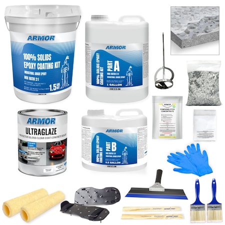Armorpoxy 17 Pc Epoxy Floor Kit 2-Layer - 300 Sq Ft - Designer Gray TP-KIT-DESIGNGRAY-S