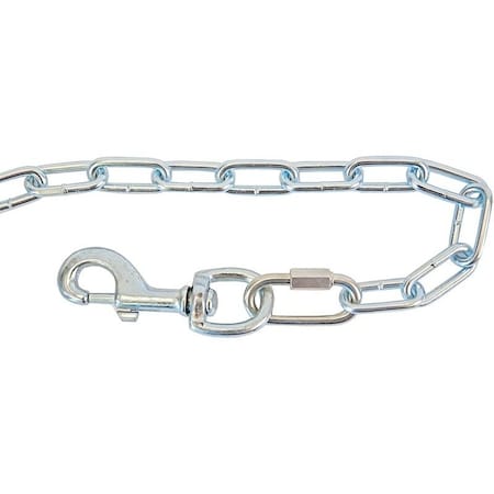 Baron Dog Tie Out Chain, Double Loop, Swivel Snap End, 15 ft L Belt/Cable, Silver 12302