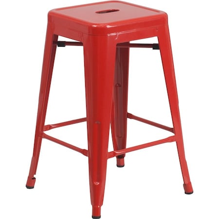 Flash Furniture 24" High Backless Red Metal Counter Height Stool CH-31320-24-RED-GG