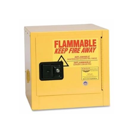 Eagle Flammable Liquid Storage Cabinet, Bench Top, Manual-Close Door, 2 gal Cap, Yellow 925-1901X