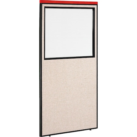 Global Industrial Interion Deluxe Office Partition Panel with Partial Window, 36-1/4"W x 73-1/2"H, Tan 694671WTN