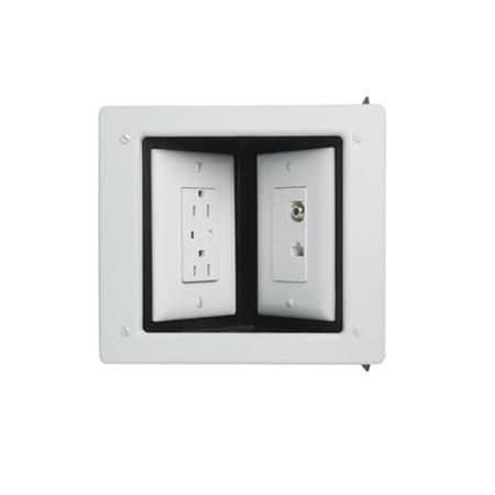 Pass & Seymour Two-Gang Commercial Metal Recessed TV Box, White TV2MW
