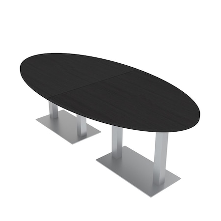 Skutchi Designs Oval Conference Table With Power Unit, 48 in W, 96 in L, Black HAR-OVL-48X96-DOU-U999ST19-NA