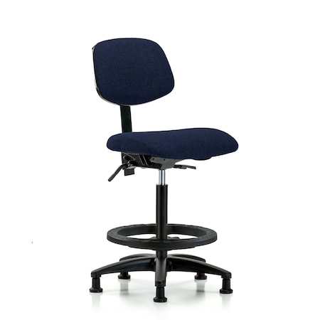 Blue Ridge Ergonomics Chair, Fabric, Hi Bench, BF Glides, Nav, No Arms, 26" to 35-1/2" Height, Dark Blue BR-FHBCH-RG-T0-A0-BF-RG-F45