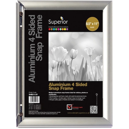 Seco Poster Snap Frame, 8.5" x 11", Silver SN8511-SV