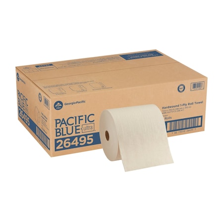 Georgia-Pacific Pacific Blue Ultra Hardwound Paper Towels, 1 Ply, Continuous Roll Sheets, 1150 ft, Brown, 6 PK 26495