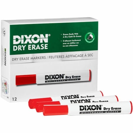 Dixon Ticonderoga Dry Erase Markers Wedge Tip, Red, PK12, 12PK 92101