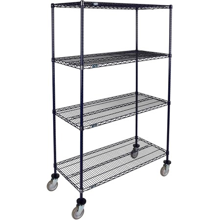 Global Industrial Nexel 4 Shelf Truck, Nexelon, 36"W x 14"D x 80"H, Polyurethane Swivel Casters B3157879