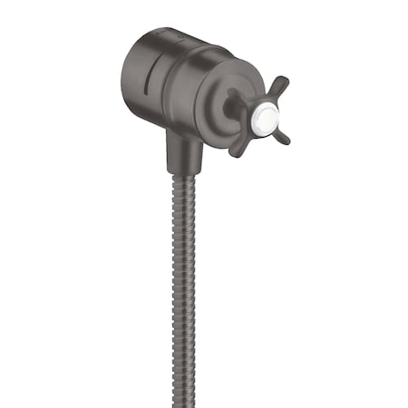 Axor Montreux Wall Outlet with Check Valves and Volume Control, Cross Handle in Brushed Black Chrome 16882341