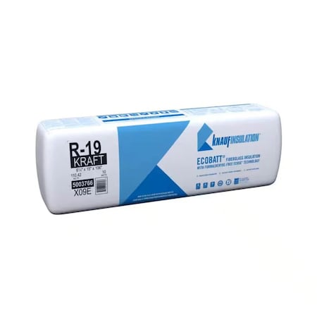 Knauf R-19 Kraft Faced Fiberglass Roll Insulation, bundle of 4 bags, covers 441.68SF, 4PK 5003766