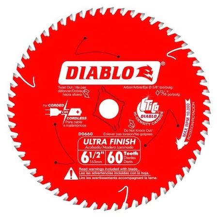 Diablo CircularSawBlade, Carbide, Dia:6.5" D0660A