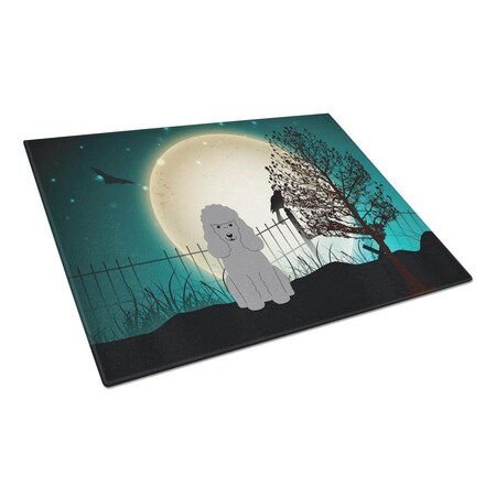 Carolines Treasures Halloween Scary Poodle Silver Glass Cutting Board, Large BB2258LCB