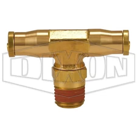 Dixon Push-In Branch Tee, 1/8 x 1/4 in Nominal, MNPT Swivel x Tube, Brass, Domestic AQ72DOTS4X2