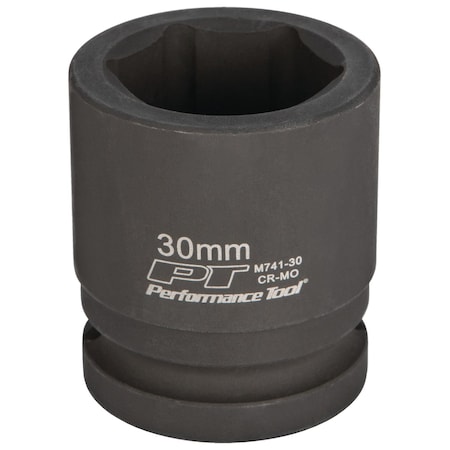 Performance Tool 3/4 in. Dr. 30mm Impact Socket, 6 Pt, Black Phosphate Coated M741-30
