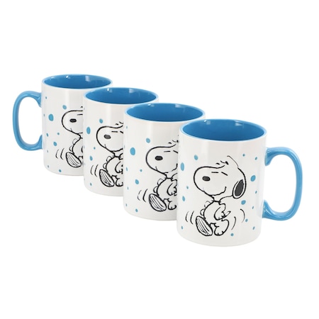 Gibson Peanuts Freckled Joy Snoopy 17 Ounce Stoneware Mug Set in Blue 750123508M